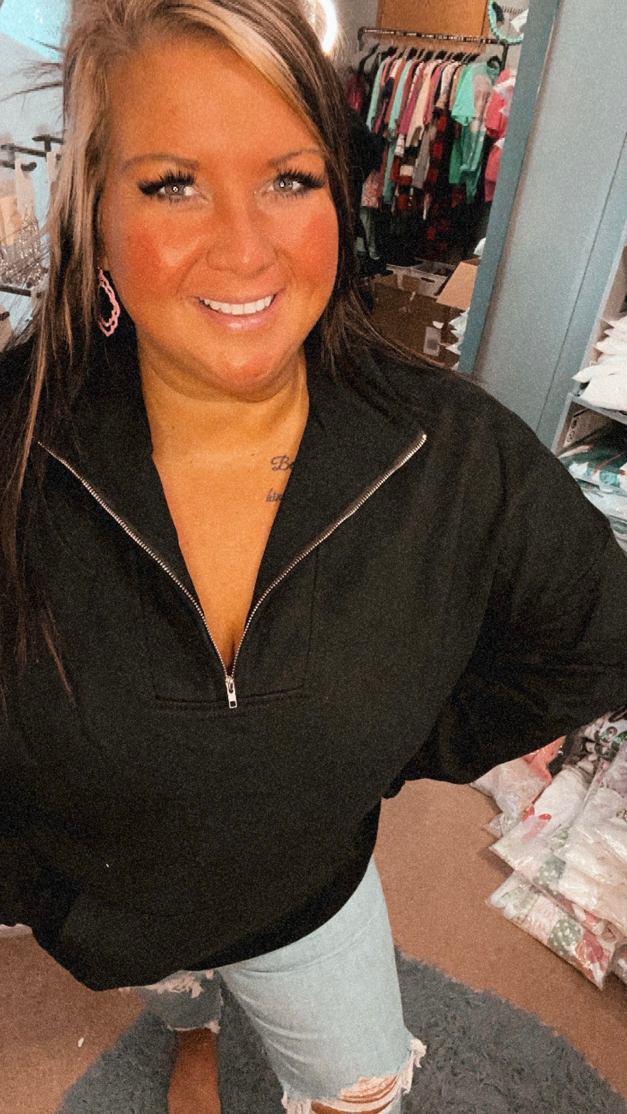 Black 3/4 Zip Pullover
