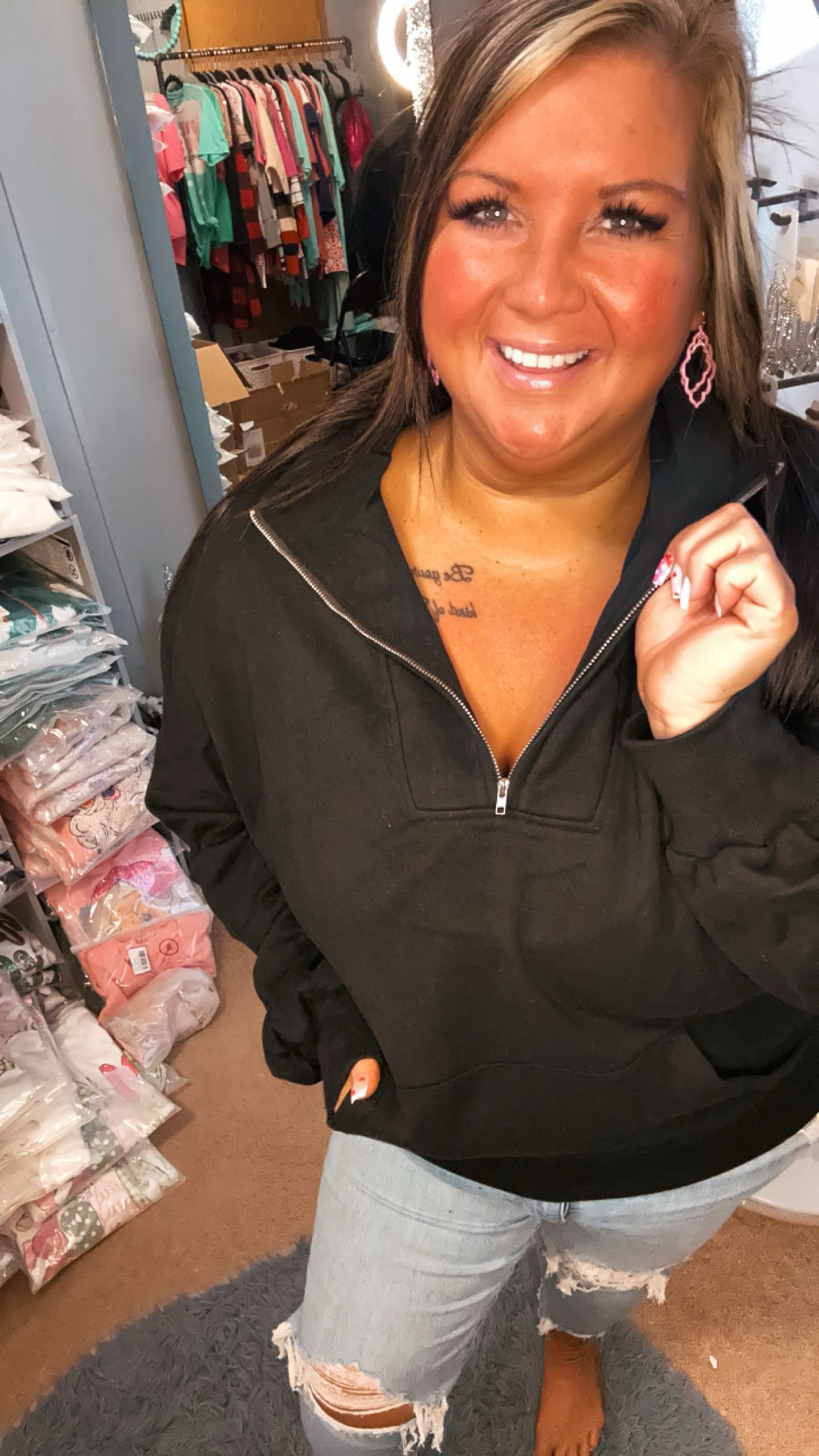 Black 3/4 Zip Pullover