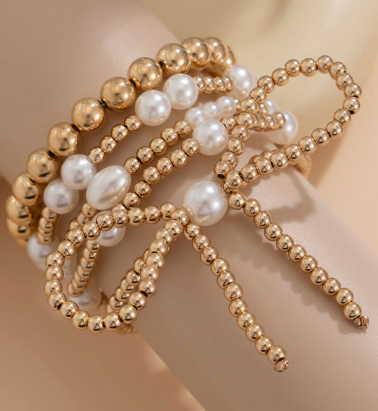 Gold and Bow Bracelet Stack
