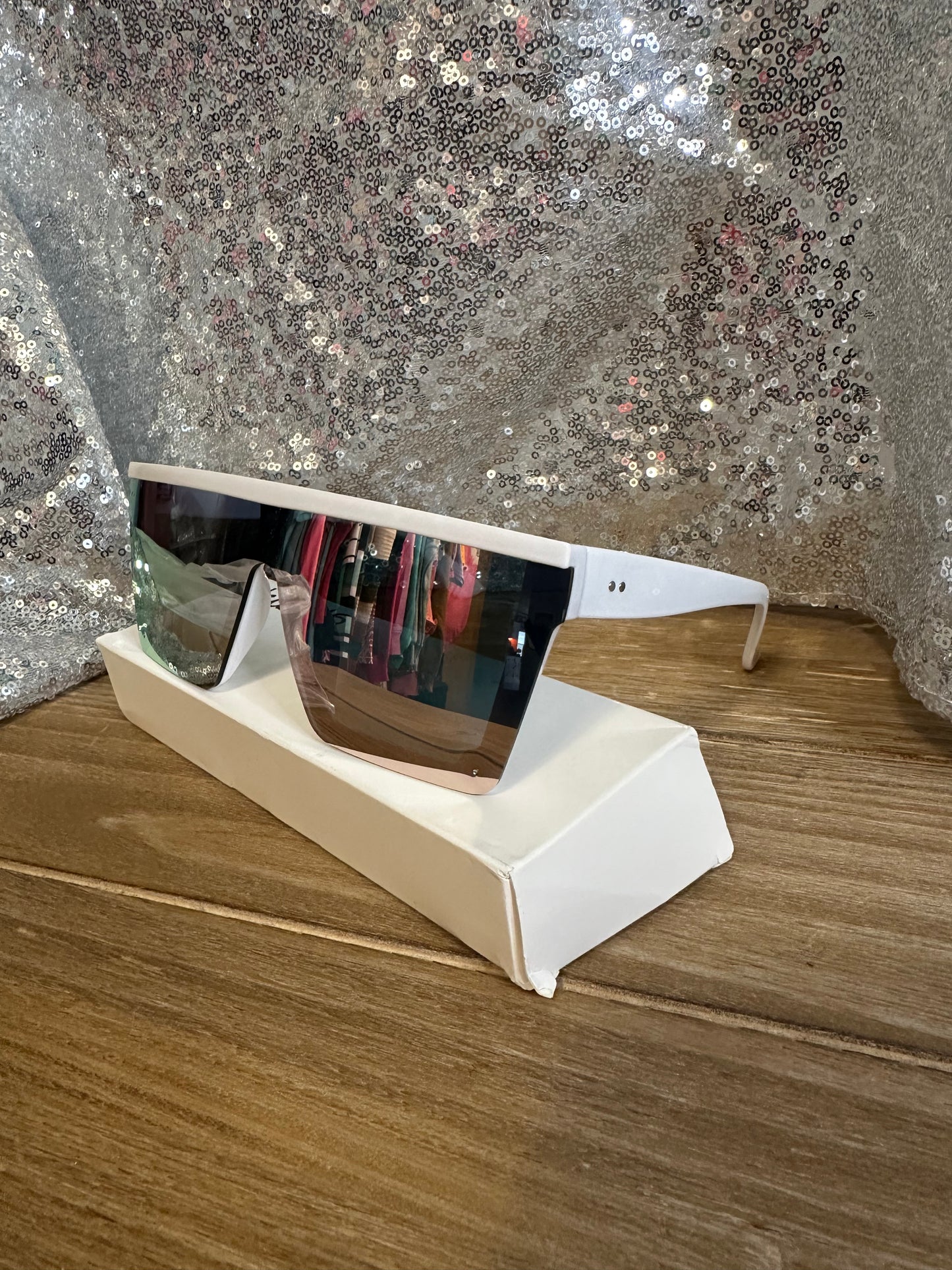 White Frame Mirrored Sunglasses