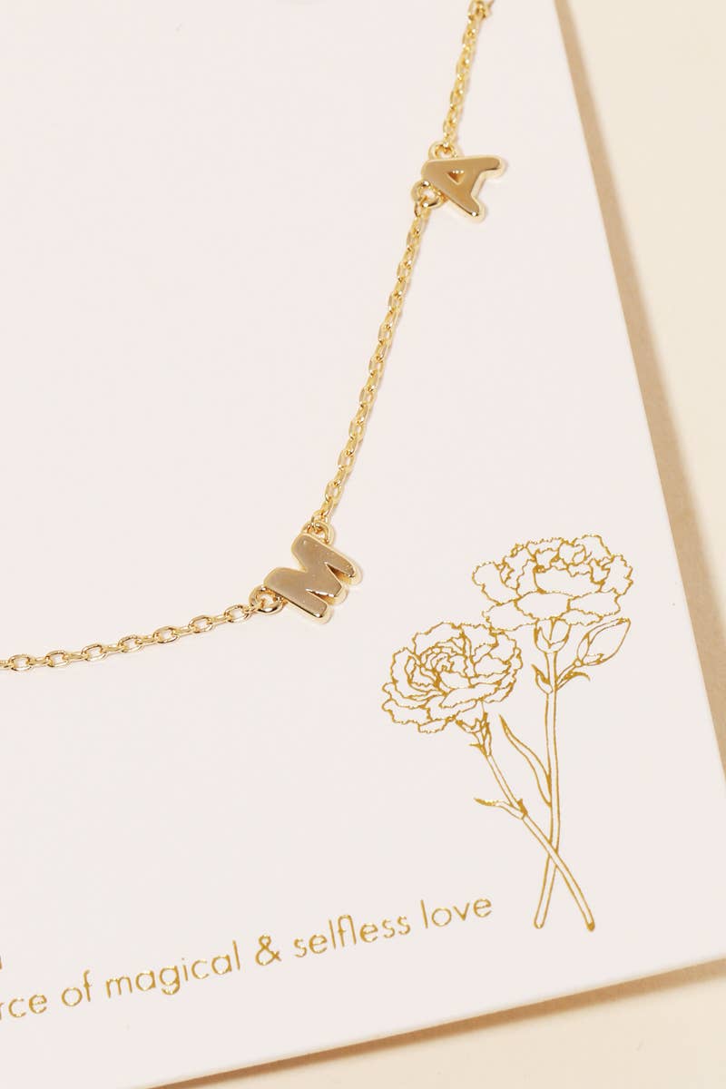 Dainty Mama Print Charm Necklace