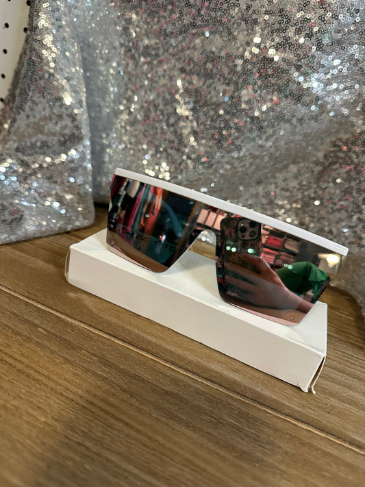 White Frame Mirrored Sunglasses