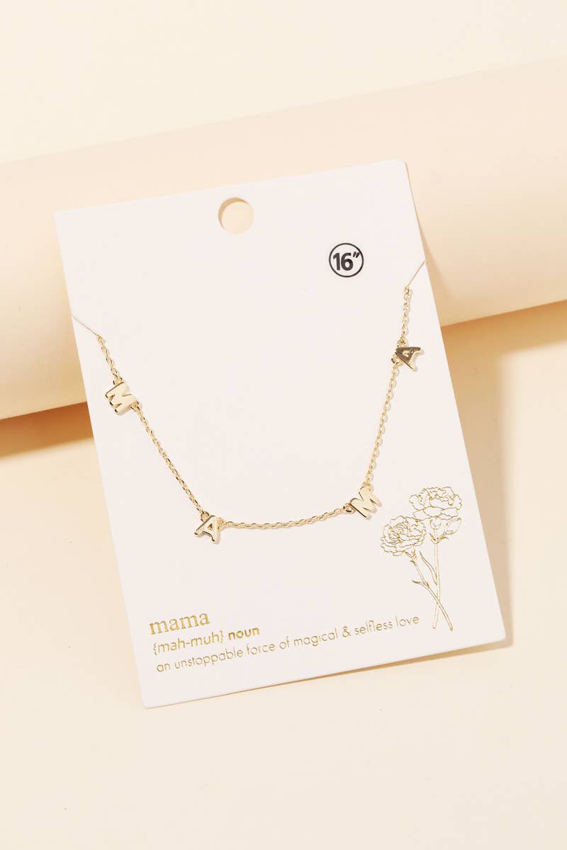 Dainty Mama Print Charm Necklace