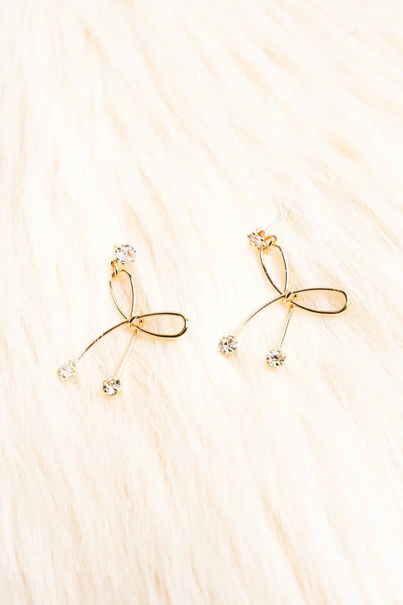 Gold Bow Stud Earrings