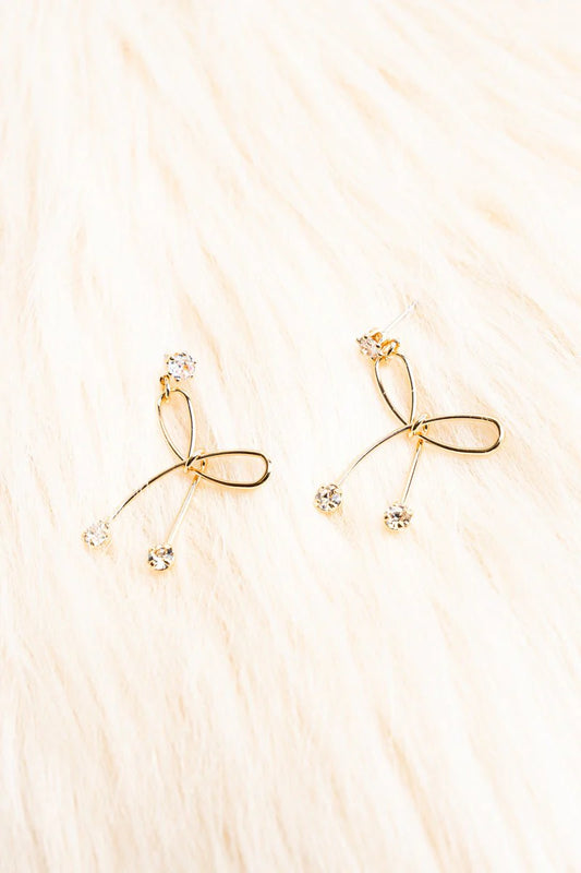 Gold Bow Stud Earrings