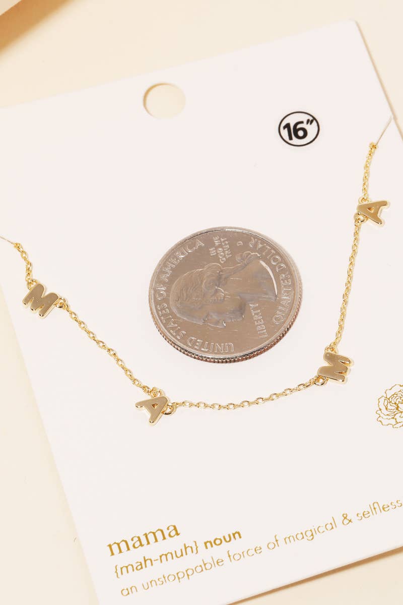 Dainty Mama Print Charm Necklace