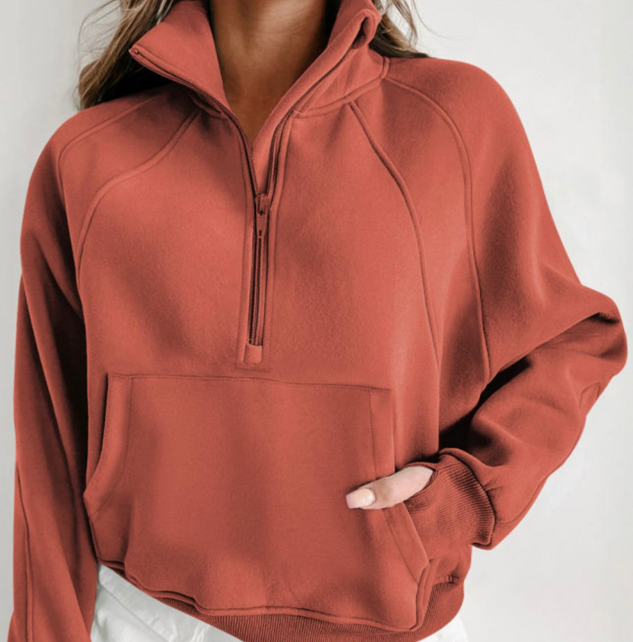 Rust 3/4 Zip Pullover