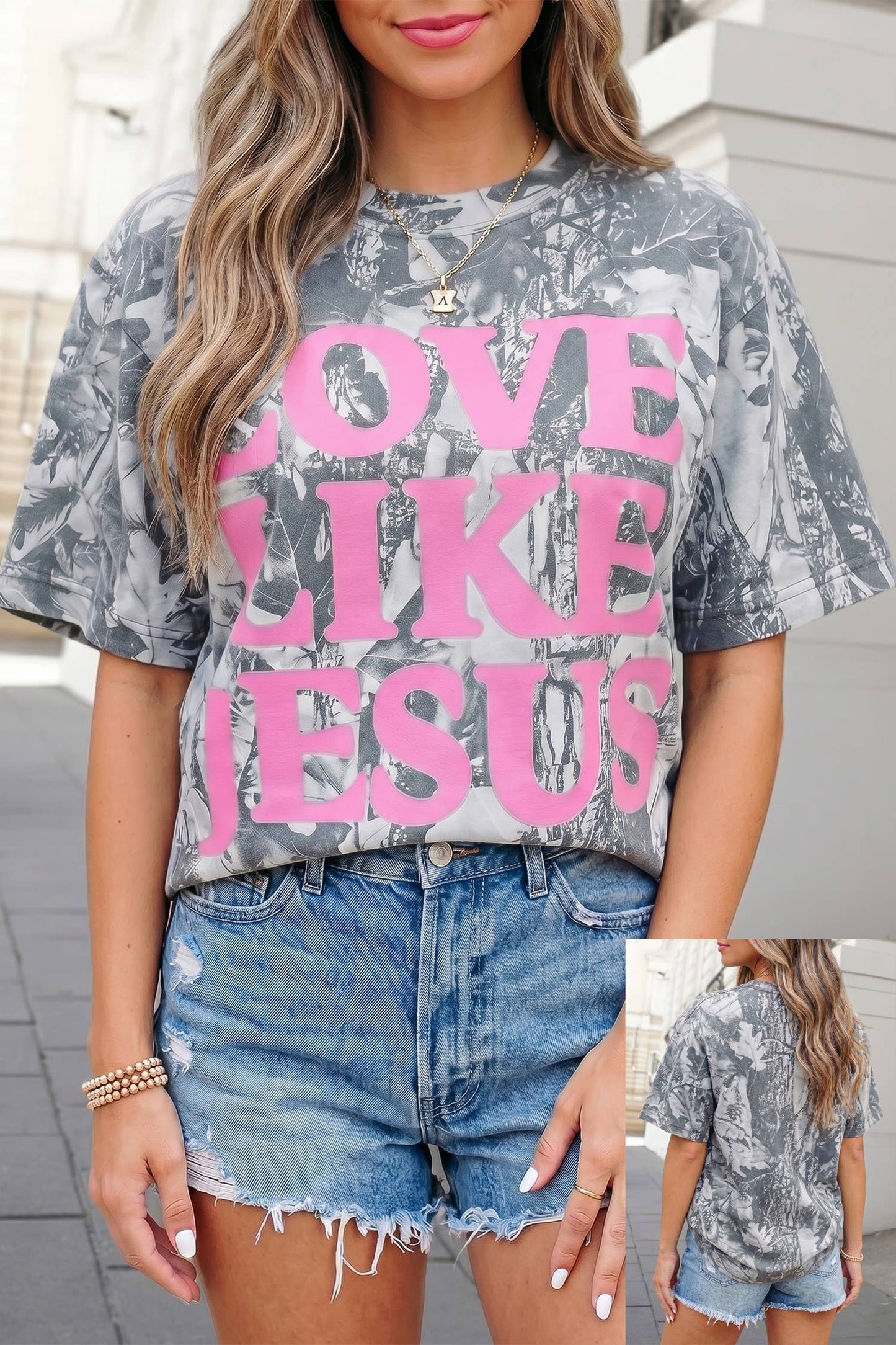 Camo Woodland LOVE LIKE JESUS Letter Tee | S-XL