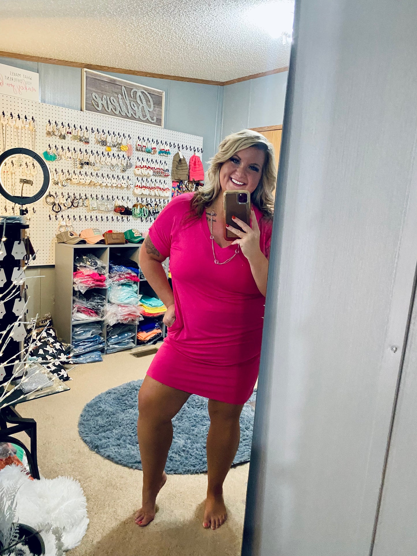 Fuchsia Short Sleeve Zenana Dress