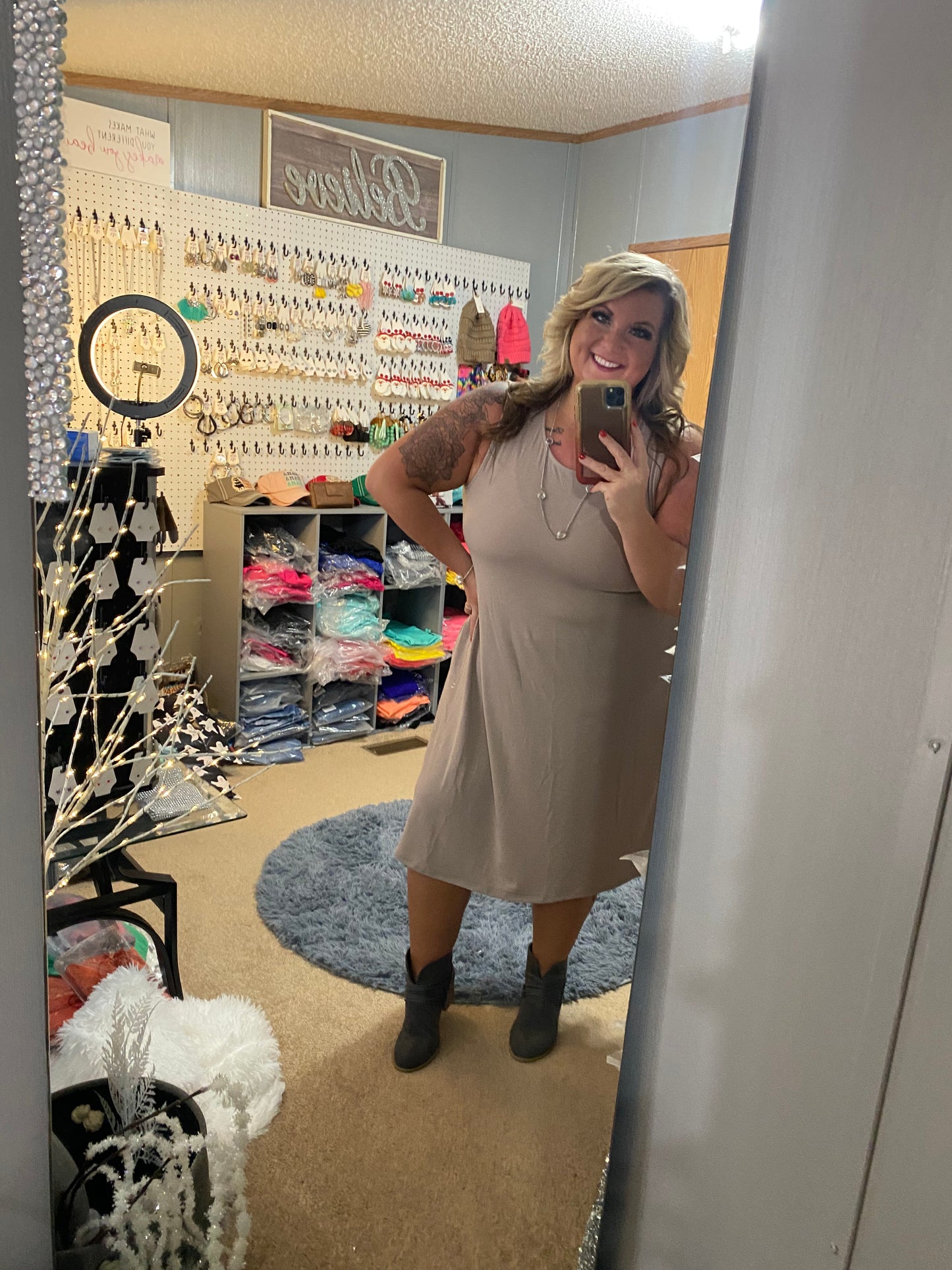 Tan Sleeveless Zenana Dress