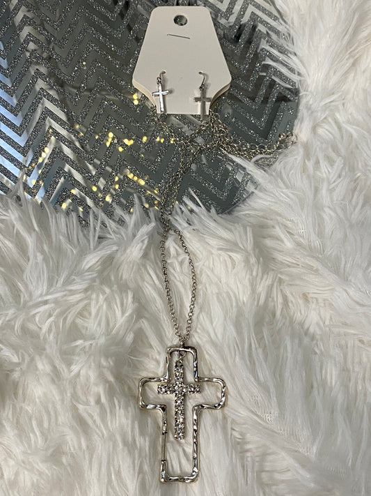 Bling Cross Necklace set