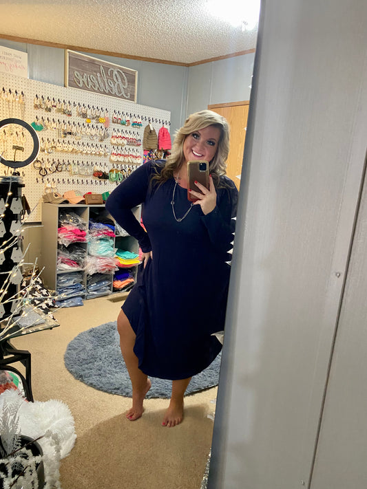 Navy Long-sleeve Zenana Dress