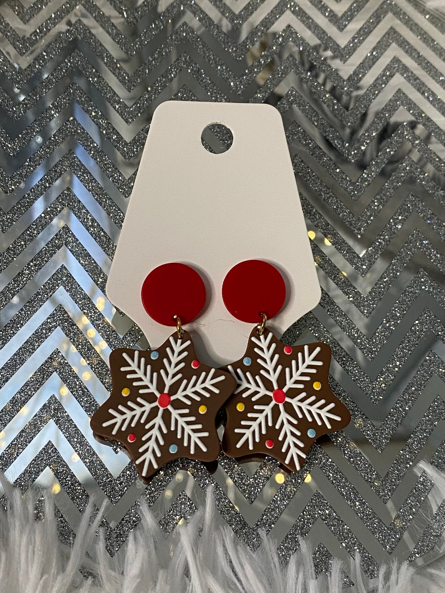 Gingerbread Snowflake Earrings