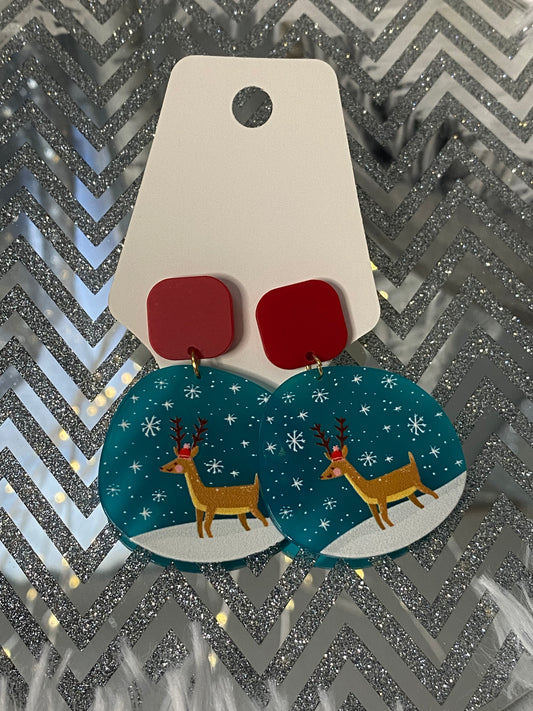 Snow globe Reindeer Earrings