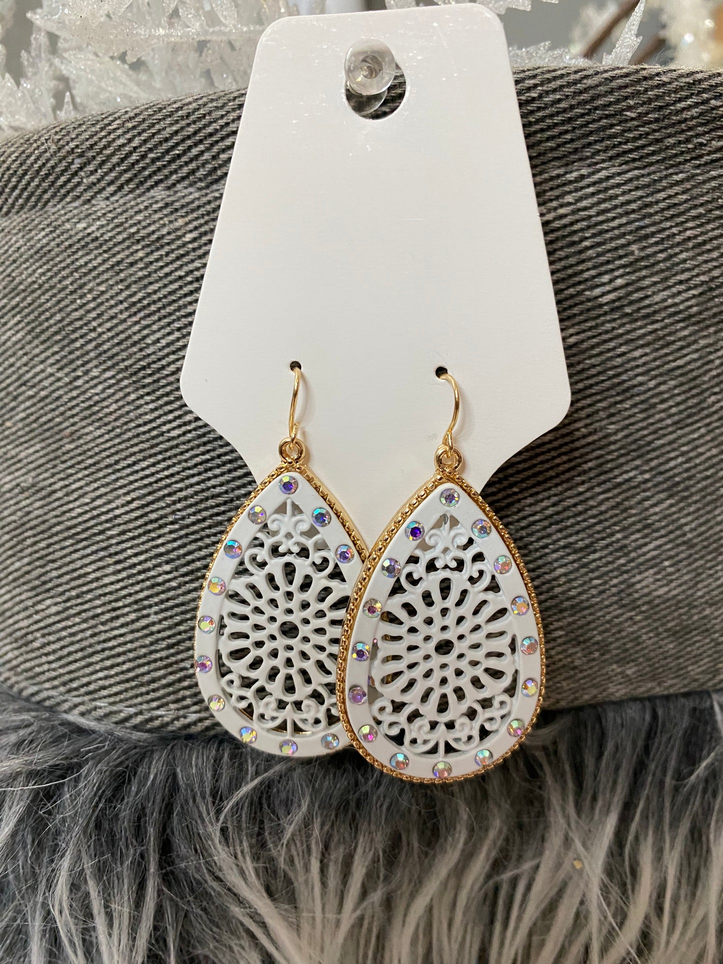 White Teardrop Earrings