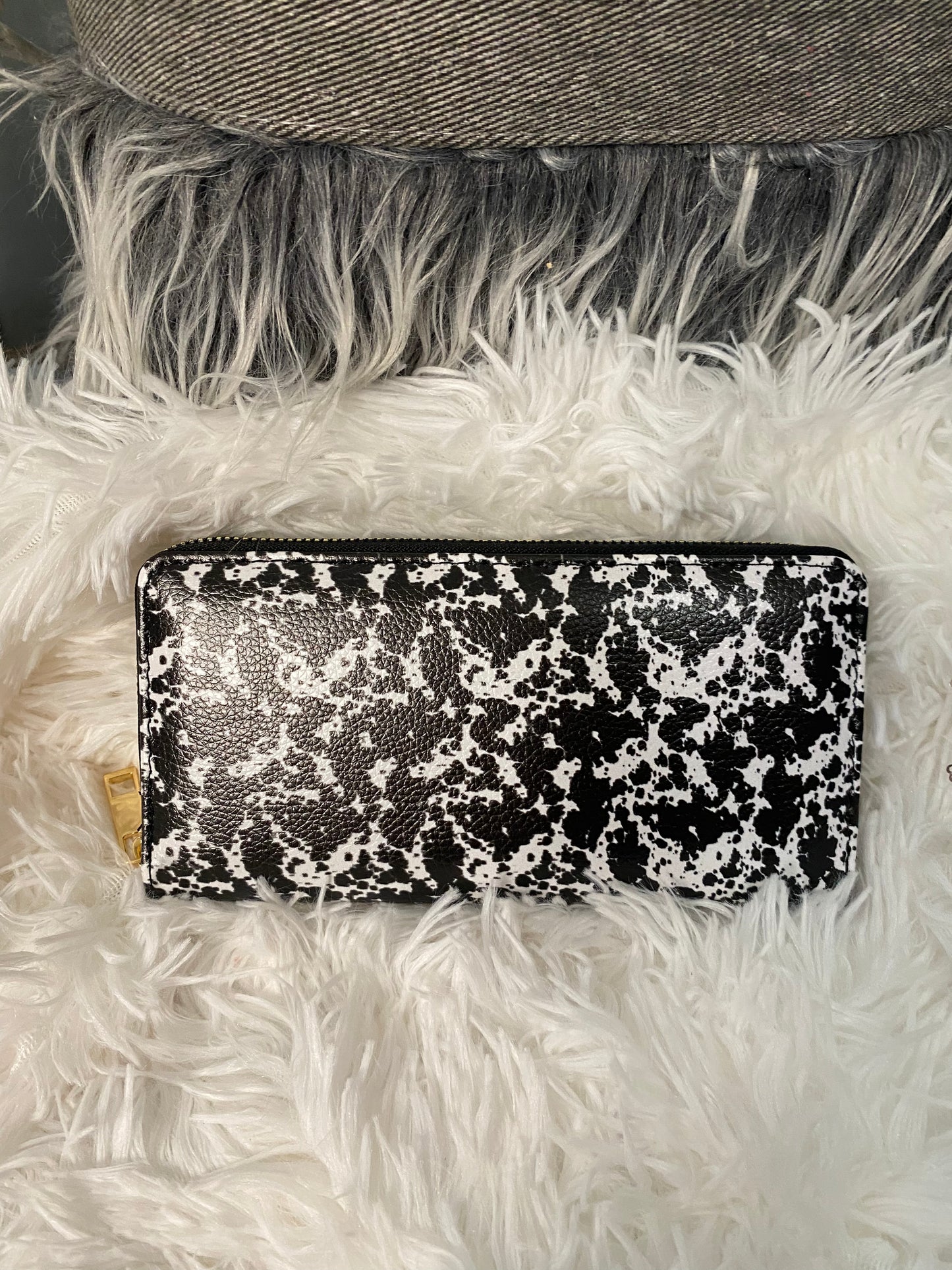 Black/White Cow Print Wallet